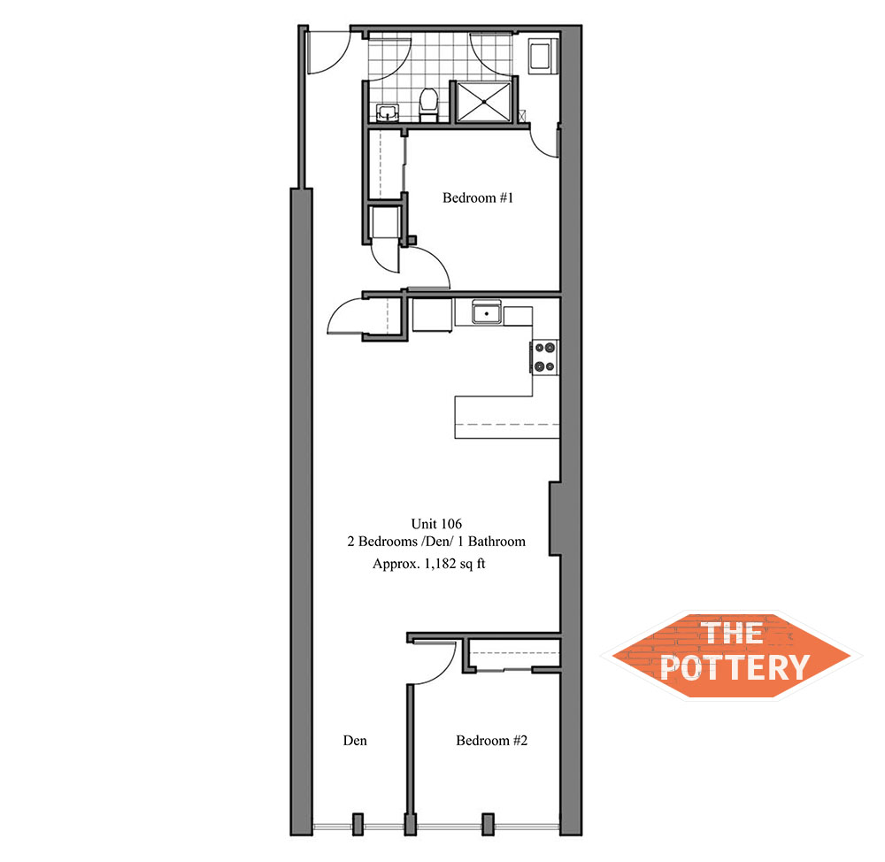 The Pottery Building - 2 Bedrooms Floorplan